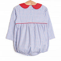 Firetruck French Knot Embroidered Bubble, Blue
