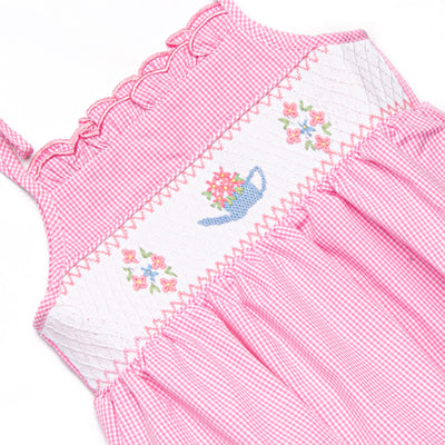 Sprout and Sprinkle Smocked Ruffle Bubble, Pink