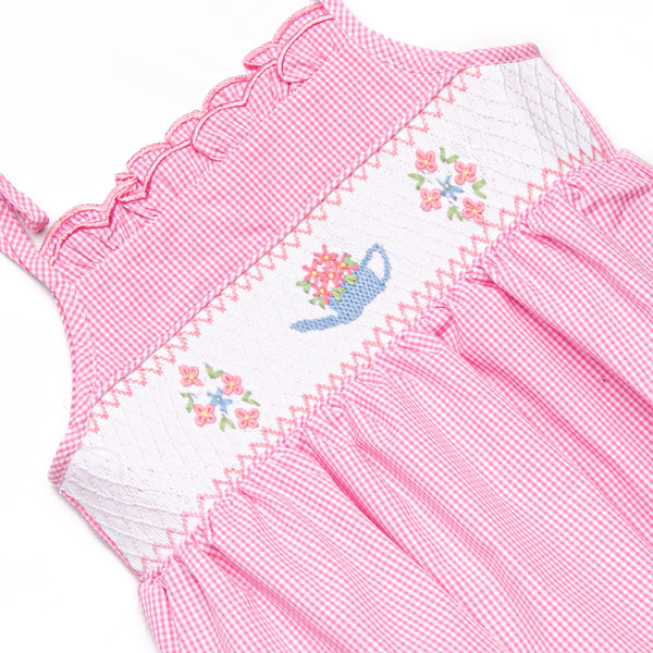 Sprout and Sprinkle Smocked Ruffle Bubble, Pink