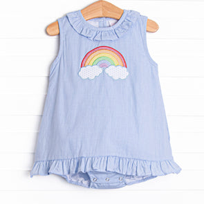 Rainy Day Rays Applique Skirted Bubble, Blue