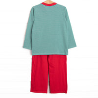 Santa's Best Friend Applique Pant Set, Green