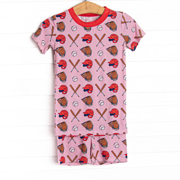 Spring Break Slugger Bamboo Pajama Short Set, Pink