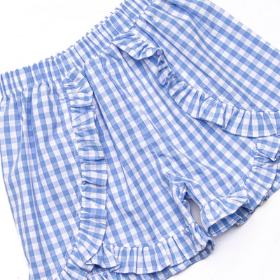 Seafarer Sails Smocked Ruffle Short Set, Blue
