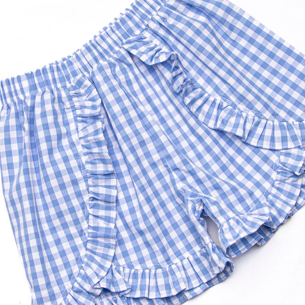 Seafarer Sails Smocked Ruffle Short Set, Blue