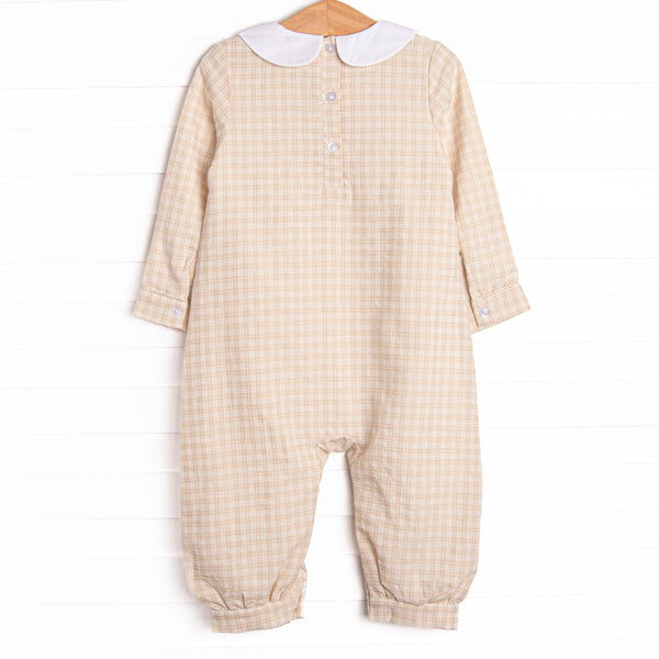 Thanksgiving Turkey Embroidered Romper, Brown
