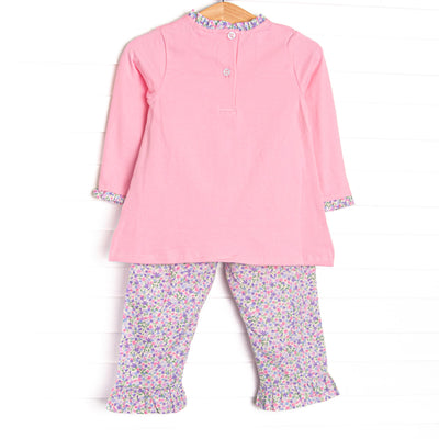 Petal Pocket Posies Ruffle Legging Set, Pink