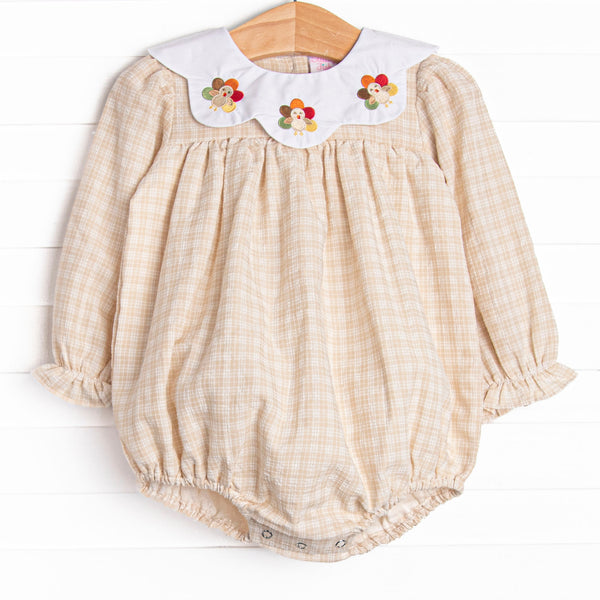 Thanksgiving Turkey Embroidered Bubble, Brown