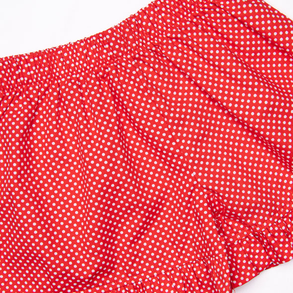 Miss Mouse Smocked Ruffle Short Set, Red