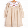Thanksgiving Turkey Embroidered Dress, Brown