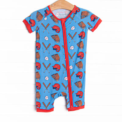 Spring Break Slugger Bamboo Short Zippy Pajama, Blue