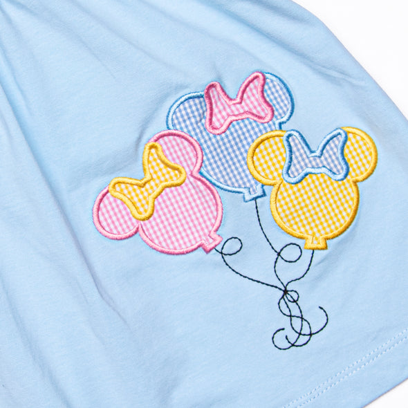 Mouse in the House Applique Ruffle Short Set, Blue