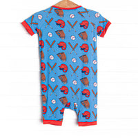 Spring Break Slugger Bamboo Short Zippy Pajama, Blue