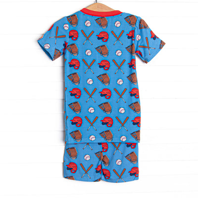 Spring Break Slugger Bamboo Pajama Short Set, Blue