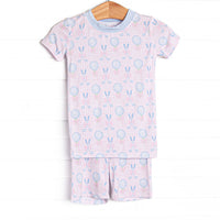 Golfing in Gingham Bamboo Pajama Short Set, Pink