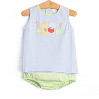 Springtime Sowing Applique Diaper Set, Blue