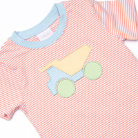 Colorblock Construction Applique Short Set, Orange