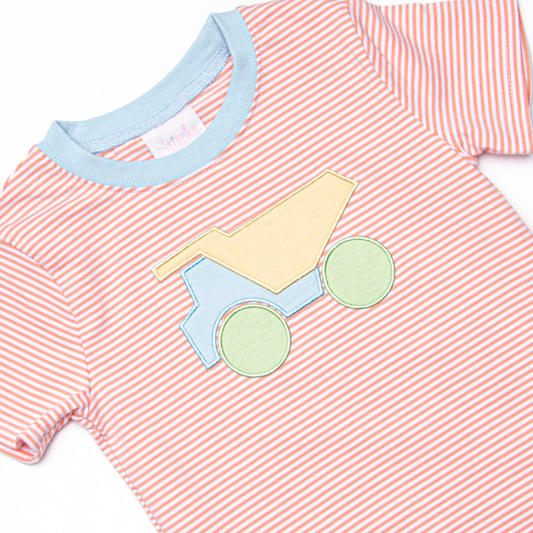 Colorblock Construction Applique Short Set, Orange