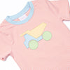 Colorblock Construction Applique Short Set, Orange