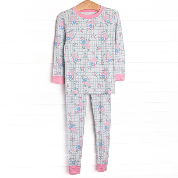 Growing Gingham Bamboo Pajama Set, Green