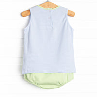 Springtime Sowing Applique Diaper Set, Blue