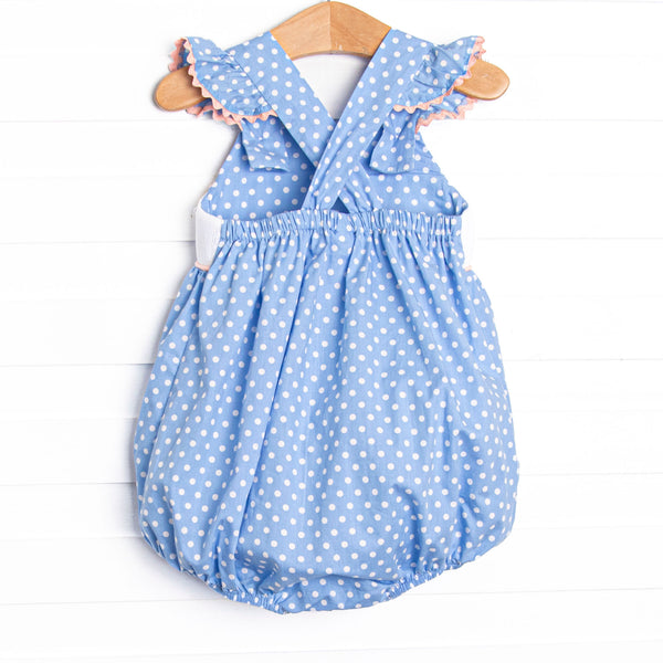 Blue Whale Waters Smocked Cross Back Bubble, Blue