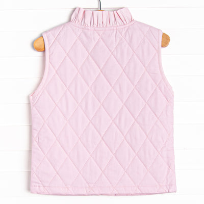 Quilted Ruffle Vest, Pink