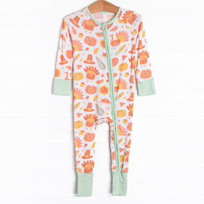 Thanksgiving Favorites Bamboo Zippy Pajama, Mint
