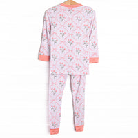 Rosebud Ribbons Bamboo Pajama Set, Pink