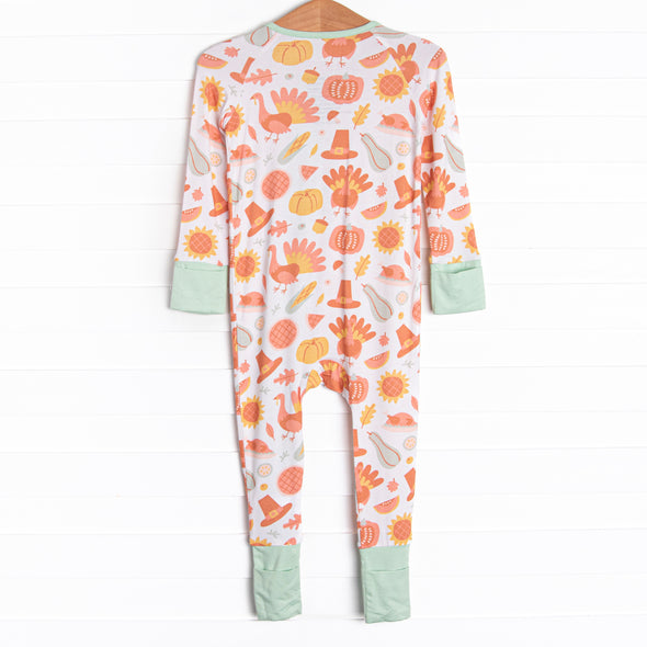 Thanksgiving Favorites Bamboo Zippy Pajama, Mint