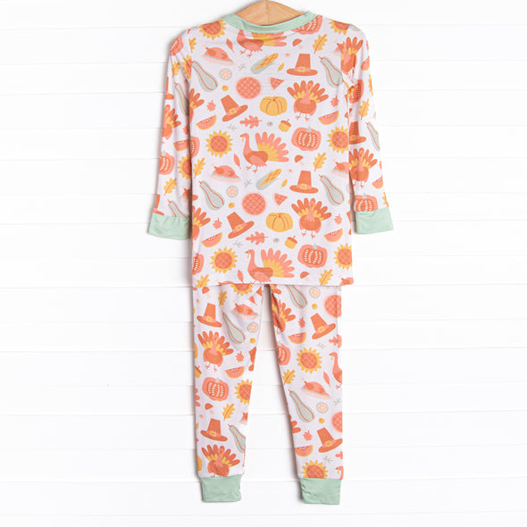 Thanksgiving Favorites Bamboo Pajama Set, Mint