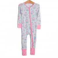 Growing Gingham Bamboo Zippy Pajama, Green