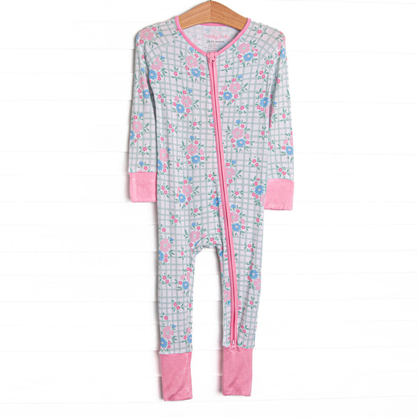 Growing Gingham Bamboo Zippy Pajama, Green