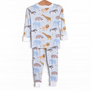 Safari Summer Bamboo Pajama Set, Blue