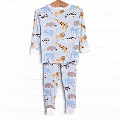 Safari Summer Bamboo Pajama Set, Blue