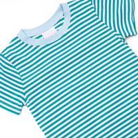 Charles Short Set, Light Blue and Teal Stripe