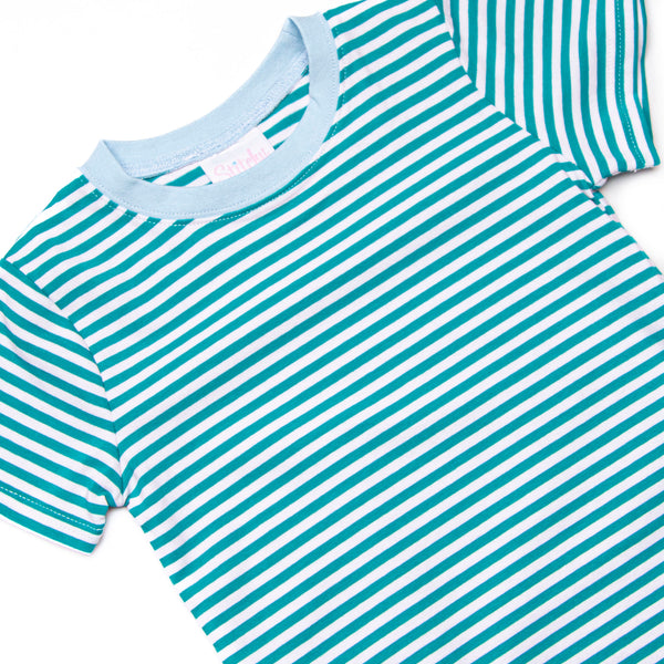Charles Short Set, Light Blue and Teal Stripe