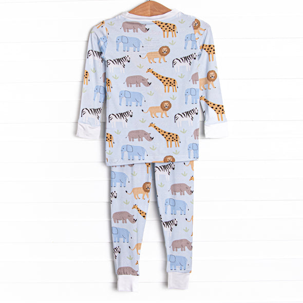 Safari Summer Bamboo Pajama Set, Blue