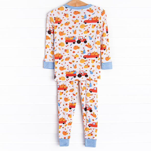 Harvest Haulin Bamboo Pajama Set, Blue