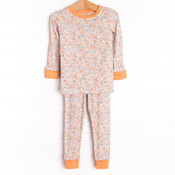 Patterned Bamboo Pajama Set, Orange