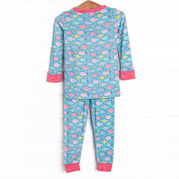 Shiny Scales Bamboo Pajama Set, Blue