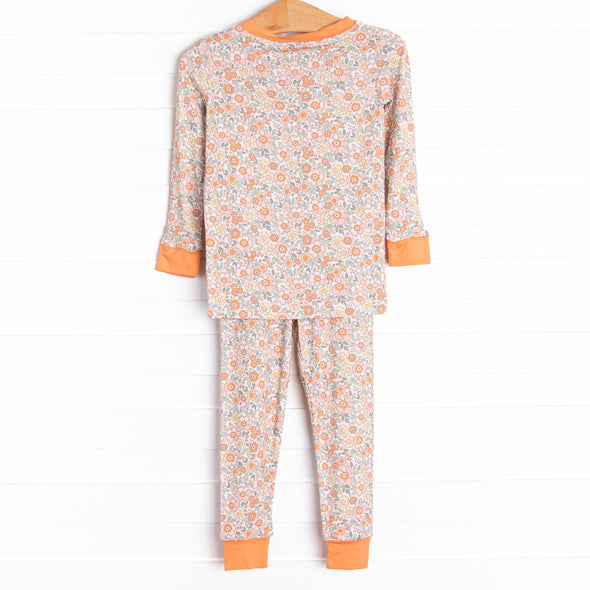 Patterned Bamboo Pajama Set, Orange