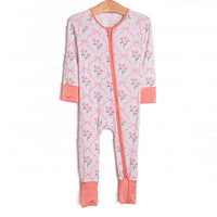 Rosebud Ribbons Bamboo Zippy Pajama, Pink