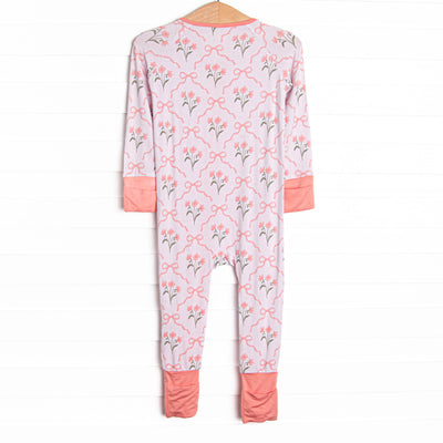 Rosebud Ribbons Bamboo Zippy Pajama, Pink
