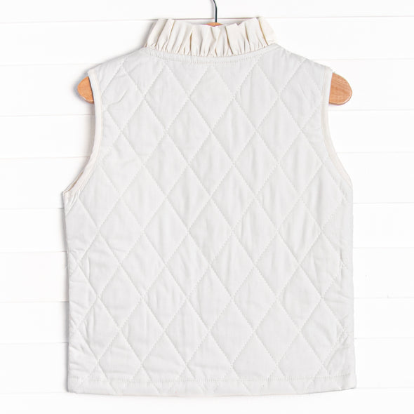 Quilted Ruffle Vest, Ivory