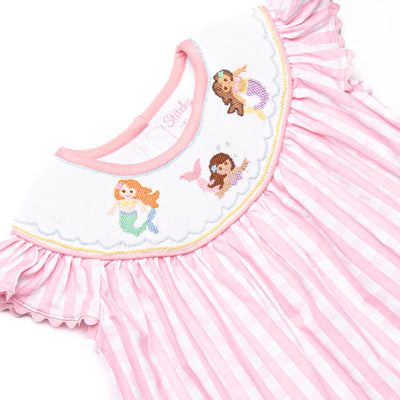 Siren Song Smocked Ruffle Short Set, Pink