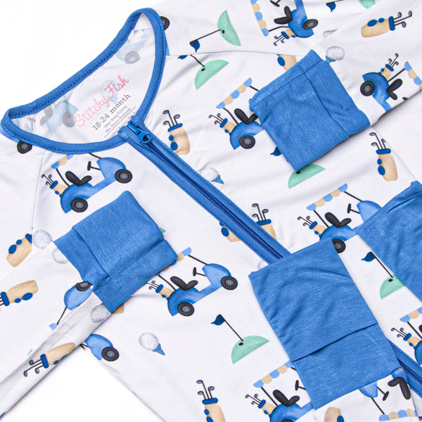 Putt and Play Bamboo Zippy Pajama, Blue