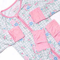 Growing Gingham Bamboo Zippy Pajama, Green