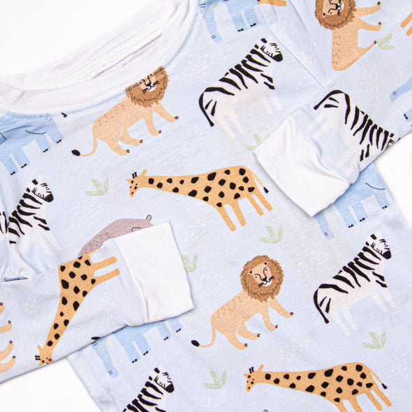 Safari Summer Bamboo Pajama Set, Blue