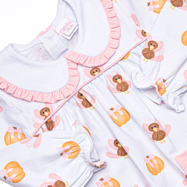 Feathers in the Field Long Romper, Pink