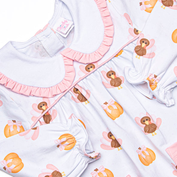 Feathers in the Field Long Romper, Pink